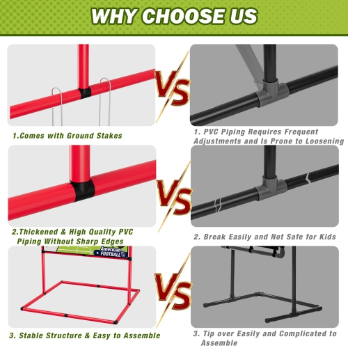 HYES Football Toss Game with 4 Inflatable Balls, Throwing Target Practice Game for Kids, Indoor Outdoor Backyard Yard Sp