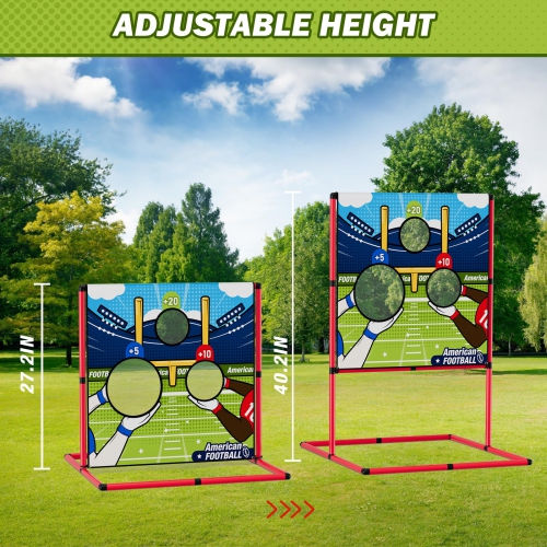 HYES Football Toss Game with 4 Inflatable Balls, Throwing Target Practice Game for Kids, Indoor Outdoor Backyard Yard Sp