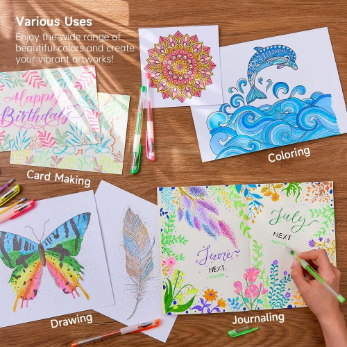 Stylos gel Shuttle Art, stylo gel 130 couleurs avec 1 livre à colorier dans étui de voyage pour adultes Livres à colorier Carnet de dessin SC