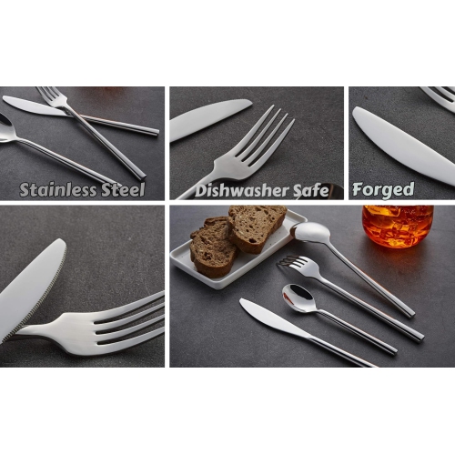 Ensemble de couverts/couverts en acier inoxydable forgé d'Exzact, 24 pièces, 6 fourchettes de table, 6 couteaux de table, 6 cuillère à soupe