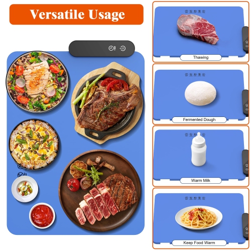 Bojinsey Electric Warming Tray, Silicone Warming Mat with 5 Temperature Settings and Timing Function Fast Heating Electr