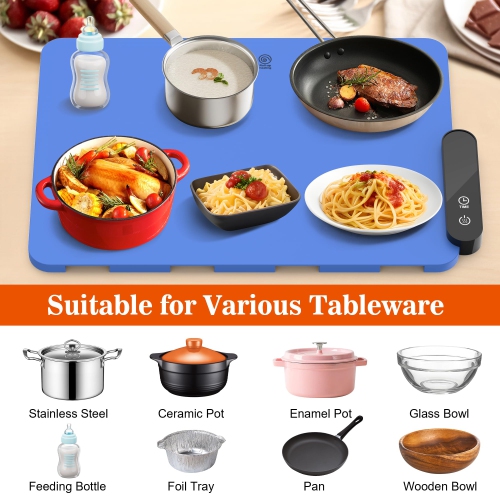 Bojinsey Electric Warming Tray, Silicone Warming Mat with 5 Temperature Settings and Timing Function Fast Heating Electr