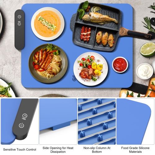 Bojinsey Electric Warming Tray, Silicone Warming Mat with 5 Temperature Settings and Timing Function Fast Heating Electr