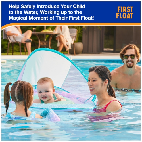 Swimways Baby Spring Float, Baby Pool Float with Canopy & UPF Protection, Swimming Pool Accessories for Kids 9-24 Months