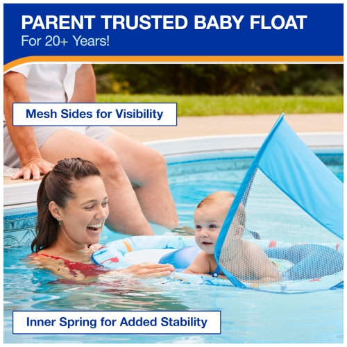 Swimways Baby Spring Float, Baby Pool Float with Canopy & UPF Protection, Swimming Pool Accessories for Kids 9-24 Months