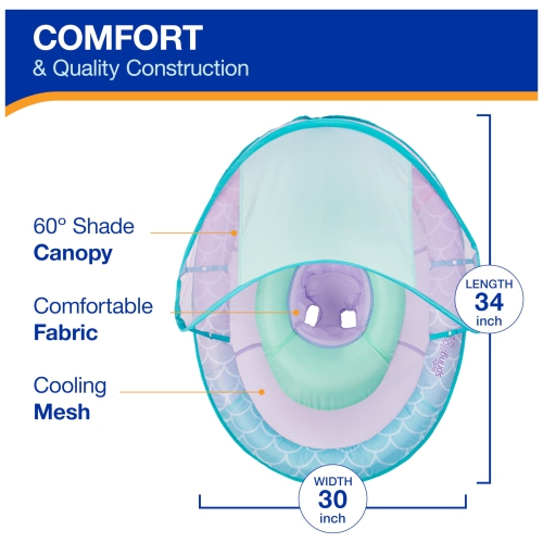 Swimways Baby Spring Float, Baby Pool Float with Canopy & UPF Protection, Swimming Pool Accessories for Kids 9-24 Months