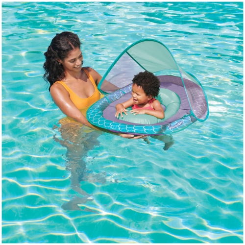 Swimways Baby Spring Float, Baby Pool Float with Canopy & UPF Protection, Swimming Pool Accessories for Kids 9-24 Months