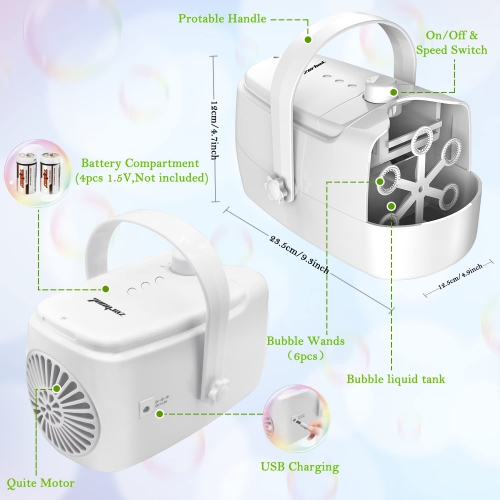 Bubble Machine Durable Automatic Bubble Blower, 18000+ Bubbles Per Minute Bubbles for Kids Toddlers Bubble Maker Operate