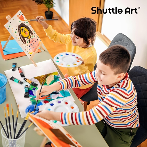 Ensemble de peinture acrylique Shuttle Art, ensemble de 69, ensemble de peinture acrylique avec 2 paquet de 15 couleurs, 3 ensembles de peinture