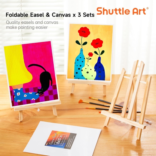 Ensemble de peinture acrylique Shuttle Art, ensemble de 69, ensemble de peinture acrylique avec 2 paquet de 15 couleurs, 3 ensembles de peinture