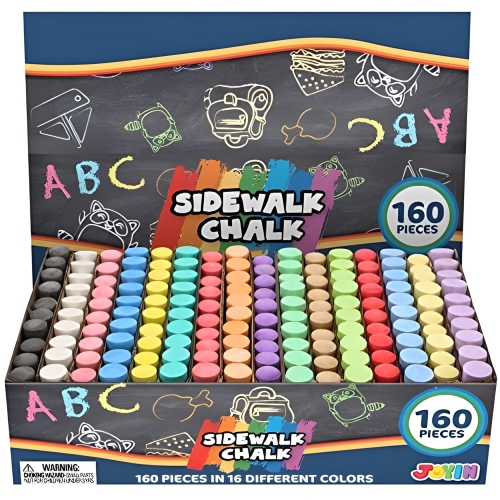 160 PCS Washable Sidewalk Chalks Set Non-Toxic Jumbo Chalk for Outdoor Art Play, Painting on Chalkboard, Blackboard and