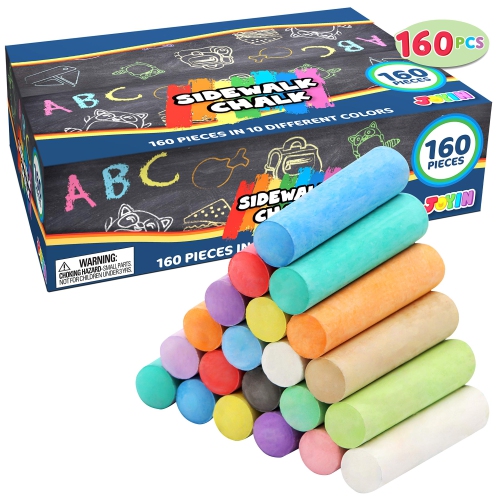 160 PCS Washable Sidewalk Chalks Set Non-Toxic Jumbo Chalk for Outdoor Art Play, Painting on Chalkboard, Blackboard and