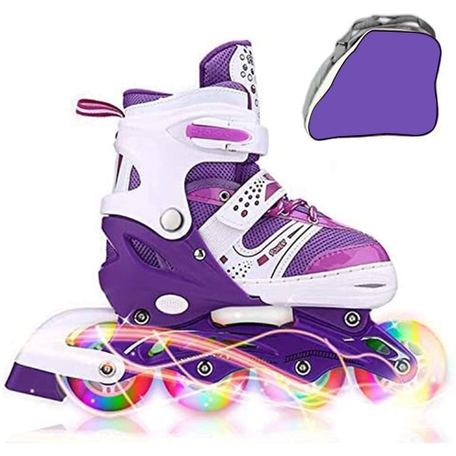 Kids Adjustable Flashing Inline Skates for Boys, Girls and Adults with Full Light Up Wheels, Outdoor Roller Skates for K