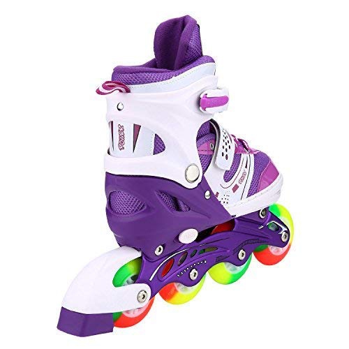 Kids Adjustable Flashing Inline Skates for Boys, Girls and Adults with Full Light Up Wheels, Outdoor Roller Skates for K