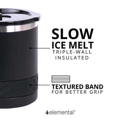 Ensemble de 2 verres en forme de ballon de chasse Elemental Recess, tasse en acier inoxydable à triple paroi 10 oz avec couvercle en Tritan non