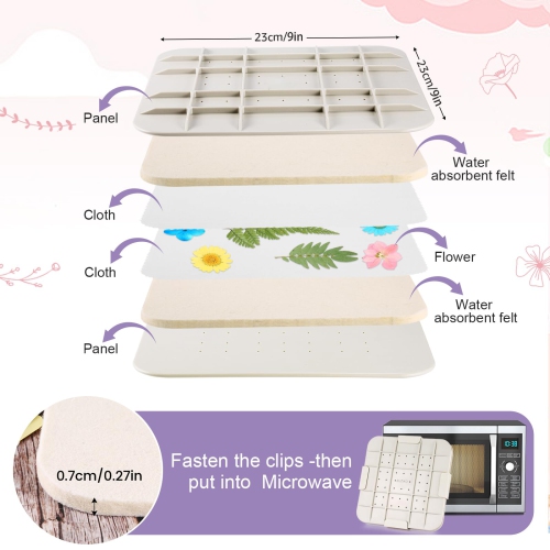 Suziko Quickly Dry Flowers 9 '' Large Microwave Flower Press for Press Flowers&Leaves and Making Pressed Flowers