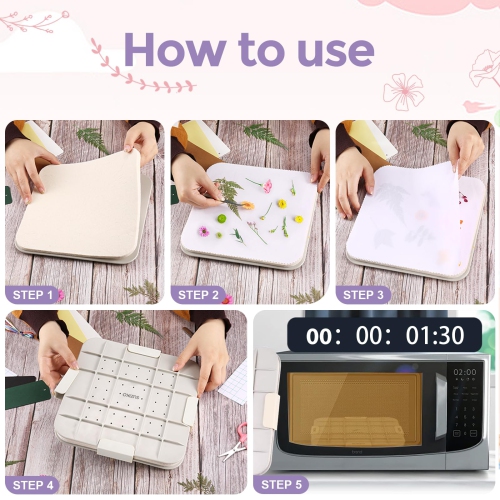 Suziko Quickly Dry Flowers 9 '' Large Microwave Flower Press for Press Flowers&Leaves and Making Pressed Flowers