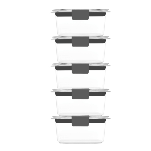 Rubbermaid 10-Piece Brilliance Food Storage Containers with Lids for Lunch, Meal Prep, and Leftovers, Dishwasher Safe, 1