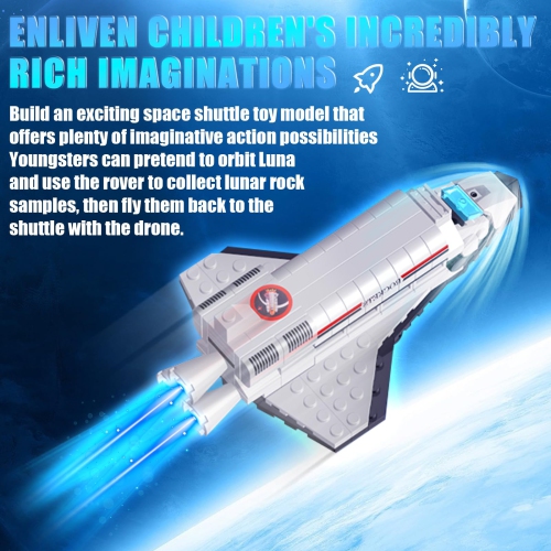 Space Exploration Shuttle Toys, Easter Gifts for Kids for 6, 8, 10, 12 Year Old Kids, Girls, Boys, 12-in-1 STEM Rocket B