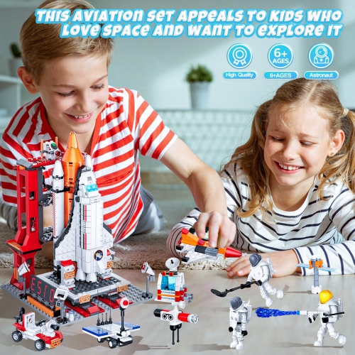 Space Exploration Shuttle Toys, Easter Gifts for Kids for 6, 8, 10, 12 Year Old Kids, Girls, Boys, 12-in-1 STEM Rocket B