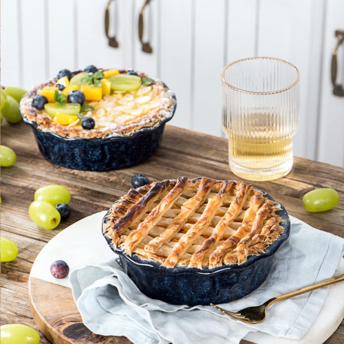 vicrays Ceramic Pie Pan for Baking - 5.5 inch Small Pie Plates Deep Dish Round Pot Casserole Mini Serving Bowl, Microwav