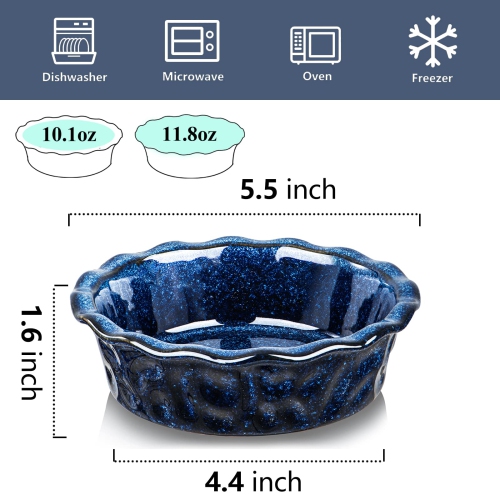 vicrays Ceramic Pie Pan for Baking - 5.5 inch Small Pie Plates Deep Dish Round Pot Casserole Mini Serving Bowl, Microwav
