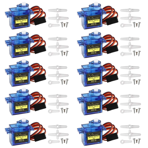 Miuzei 10 Pcs 9G SG90 Micro Servo Motor Kit for RC Robot Arm/Hand/Walking Helicopter Airplane Car Boat Control, Mini Ser