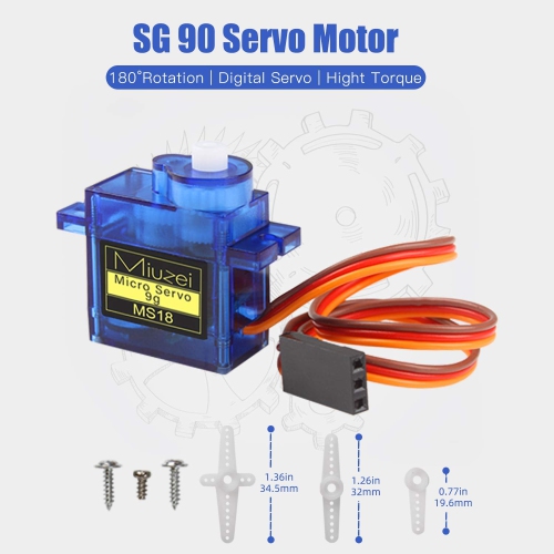 Miuzei 10 Pcs 9G SG90 Micro Servo Motor Kit for RC Robot Arm/Hand/Walking Helicopter Airplane Car Boat Control, Mini Ser