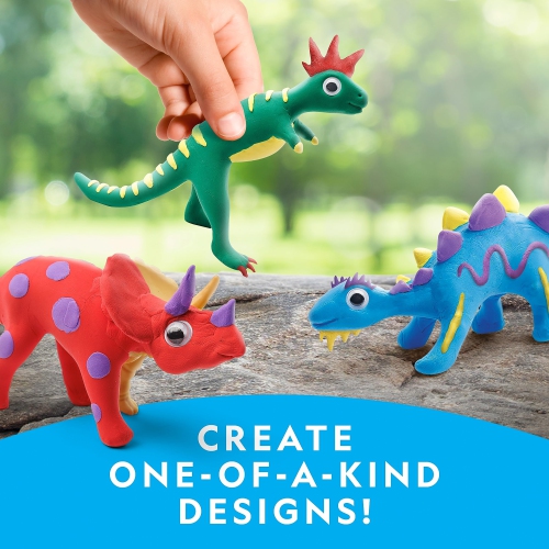 NATIONAL GEOGRAPHIC Clay Dinosaur Arts & Crafts Kit - Dinosaur Air Dry Clay for Kids Craft Kit with 5 Clay Colours, 5 Di