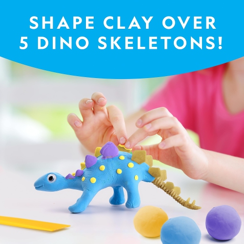 NATIONAL GEOGRAPHIC Clay Dinosaur Arts & Crafts Kit - Dinosaur Air Dry Clay for Kids Craft Kit with 5 Clay Colours, 5 Di
