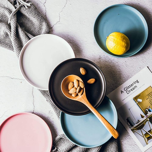 Petites assiettes à hors-d'oeuvre de 6&nbsp;po de BonNoces en porcelaine mate, petites assiettes de service rondes élégantes pour dessert, salade, SNA