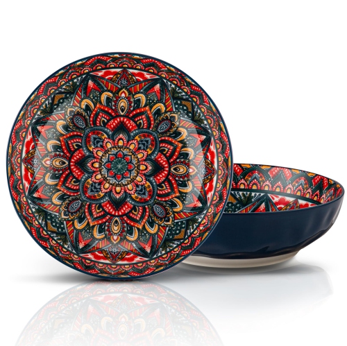 YUN TAO Large Serving Bowls,10 inch Fruit Salad Bowls, 75 Oz Pasta Bowls Set of 2,Decorative Serving Dishes for Entertai