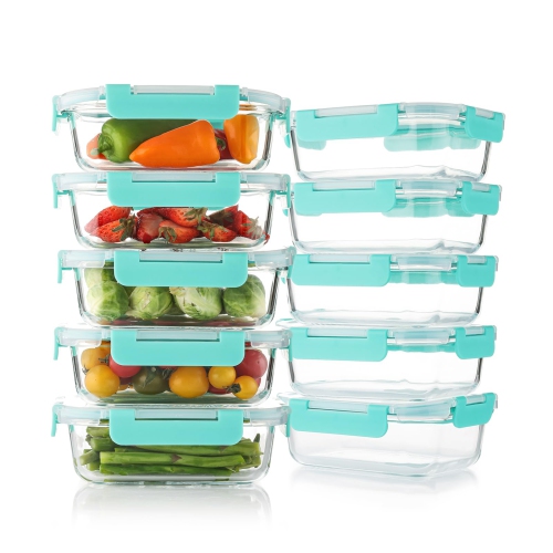 Cuiselect 10 Pack 22 Oz Glass Meal Prep Containers with Lids, Reusable Glass Food Storage Containers with Lids, Leak Pro