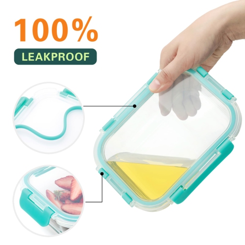 Cuiselect 10 Pack 22 Oz Glass Meal Prep Containers with Lids, Reusable Glass Food Storage Containers with Lids, Leak Pro