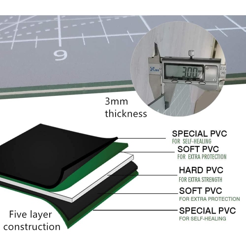 Headley Tools – Tapis de coupe auto-réparateur épais « 24 x 36 po », grande planche à découper A1 double face à 5 couches pour Fabr