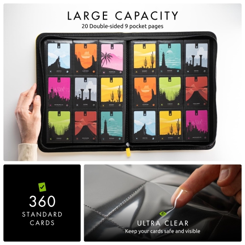 Vault X 9 Pocket Trading Card Zip Binder, 360 Cards, Premium Exo-Tec Album Material, 20 Side-Loading Pages, Folder for C