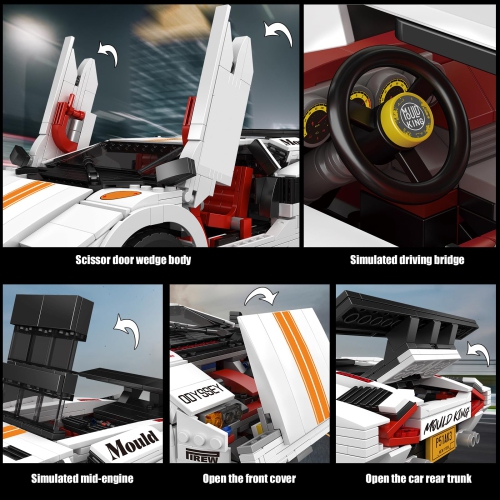 Mould King 10045 Sports Car Building Block Kits, MOC Speed Champion Racing Car Model Building Sets, Gift for Kids Age 8+