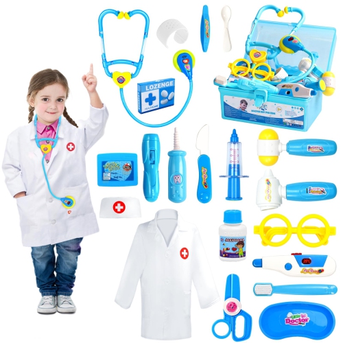 Doctor Kit Kids Toys for 2 3 4 Year Old Girl Boys, Dentist Kit Pretend Play Dress Up Game Medical Kit Costume Educationa