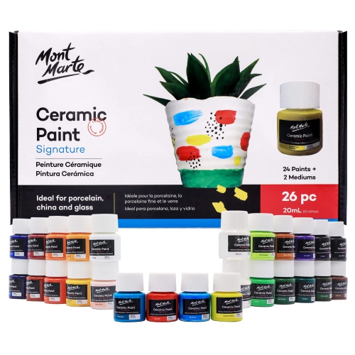Ensemble de peinture céramique Mont Marte Signature 26 x 20&nbsp;ml, multicolore, peinture céramique éclatante, adapté pour porcel