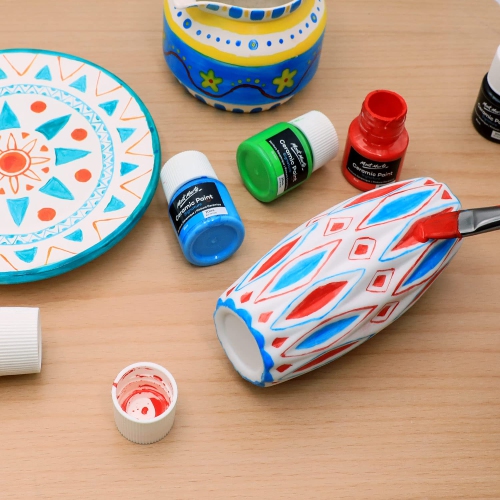 Ensemble de peinture céramique Mont Marte Signature 26 x 20 ml, multicolore, peinture céramique éclatante, adapté pour porcel