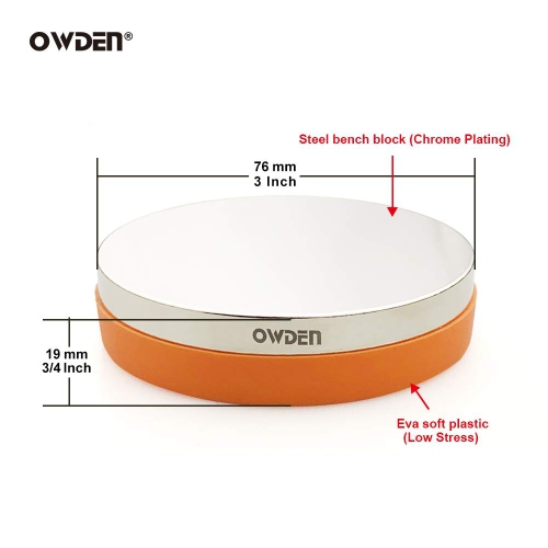 OWDEN Professional Jewelry metal stamps hammer with 2 replace hammer heads No-Rebound steel bench block set Jewelry stam