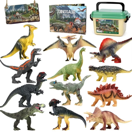 FRUSE Jurassic Dinosaur Toys,12 PCS Realistic Jumbo Dinosaur Figurines,Educational Dino Figure Playset w/Information Din