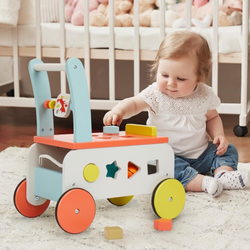 Marchette pour bébé avec poussette à pousser de Labebe, jouet à pousser pour tout-petit, chariot à tirer pour enfant, marchette d'activités 2-en-1