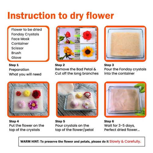Fonday 5LBS(2.27Kg) Silica Gel Flower Drying Crystals with Sealed Container and Brush Fine Crystals Color Indicating Reu