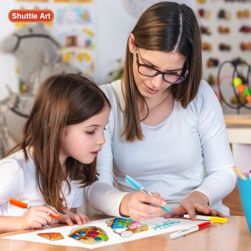 Shuttle Art – Marqueurs permanents 60 couleurs, pointe fine, couleurs variées, travaux sur plastique, bois, pierre, métal et verre pour faire