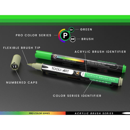 22 Flexible Brush Tip Acrylic Paint Pens Markers Set 1-7mm Line for Rock Painting, Brush Lettering, Glass, Mugs, Wood, M