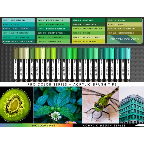 22 Flexible Brush Tip Acrylic Paint Pens Markers Set 1-7mm Line for Rock Painting, Brush Lettering, Glass, Mugs, Wood, M