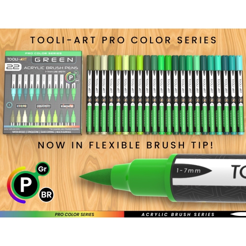 22 Flexible Brush Tip Acrylic Paint Pens Markers Set 1-7mm Line for Rock Painting, Brush Lettering, Glass, Mugs, Wood, M