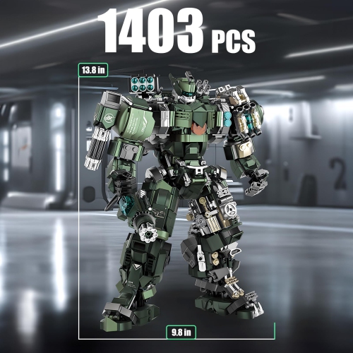 HIGH GODO Mech Building Blocks Set for Adults?Motorized Robot Model Building Kit with Multiple Weapons, Hard Core Indust