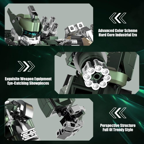 HIGH GODO Mech Building Blocks Set for Adults?Motorized Robot Model Building Kit with Multiple Weapons, Hard Core Indust